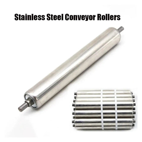 Stainless steel rollers for Straight Up Heavy Duty Gravity Roller Conveyor Built Tough For Factory Floor Grinds And Assembly Line Crushing Loads Rust Resistant Galvanized Steel.