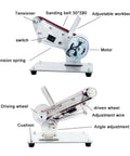 Solid Heavy Duty Mini Belt Sander Kickstart Your Crafts Desktop Polisher With 90 Degree Adjustable Base components labeled on the unit.