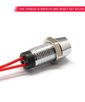 Tough As Nails 8mm Waterproof LED Metal Status Indicator Light Prewired For Wide Voltage 12 24V And 110 220V IP65 Rated All Weather Build For Industrial Equipment Automotive Dashboards And Outdoor Gear, threaded metal housing with red wires