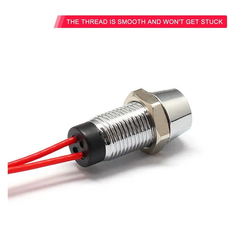 Tough As Nails 8mm Waterproof LED Metal Status Indicator Light Prewired For Wide Voltage 12 24V And 110 220V IP65 Rated All Weather Build For Industrial Equipment Automotive Dashboards And Outdoor Gear, threaded metal housing with red wires
