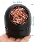 Soldering tip cleaner with copper wire cleaning coil inside a black plastic holder