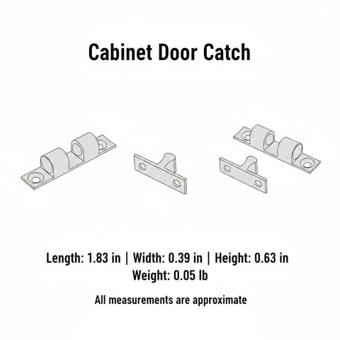 Illustration of Cabinet Door Catch Magnetic Latch With Solid Copper Build And Gold Tone Finish for cupboard use, with size details