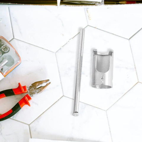Heavy Duty Steel Fire Sprinkler Wrench Spanner For Concealed And Semi Recessed Heads on a tiled surface with pliers.