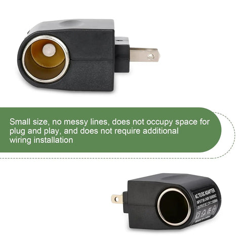 Direct Replace Car Cigarette Lighter Socket Power Inverter Plugs Straight Into Your Dash 12V Dc To 220V Ac Adapter side view with plug.