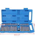 Top Notch 40 Pc Hex Star Torx Spline Bit Set With 1/2 And 3/8 Inch Drive Crank Tool Kit Built From Durable Alloy Steel For Heavy Duty Jobs Fast Bit Swaps And Handy Blow Molded Case Storage, blue case open