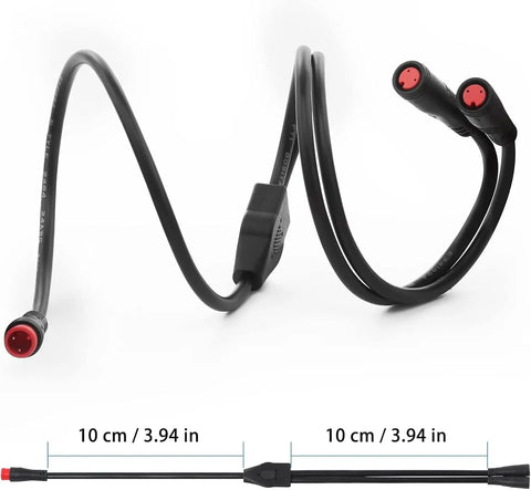 Y Splitter Extension Cable For Ebike 2 Female To 1 Male Waterproof Wire 7 Inch Length Keeps Lights Brakes Sensors Gear Sensor And Battery For Ride Ready 36V E Bikes Setup 2 Pack