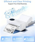 Bluetooth Thermal Label Printer For Small Biz 4x6 Wireless Label Printer With 72 Labels Per Minute Compatible With iPhone Android Windows Mac USPS Amazon UPS White.
