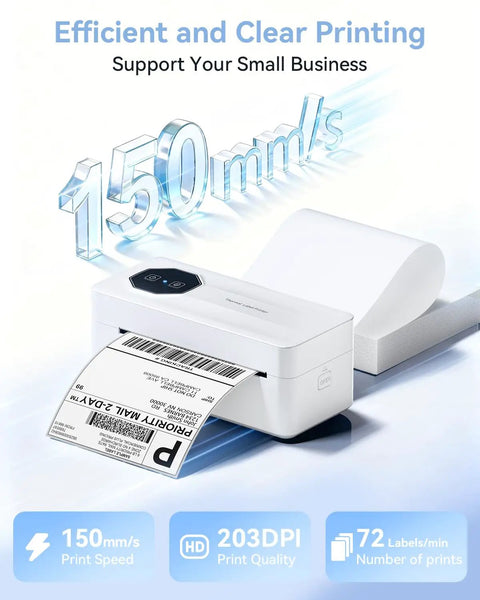 Bluetooth Thermal Label Printer For Small Biz 4x6 Wireless Label Printer With 72 Labels Per Minute Compatible With iPhone Android Windows Mac USPS Amazon UPS White.