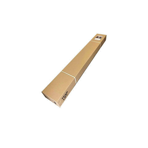 Kona Coffee Finished Solid Wood Sliding Barn Door With Hardware Kit, 30x84 Inches, shown packaged in a long rectangular box