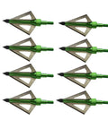 Three Blade Archery Broadheads 100 Grain Screw In Arrow Tips For Crossbow And Compound Bow With 1.35 Inch Cut 12 Pack Green Sharp