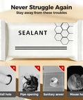 White Mastic Sealant Clay For Quick Duct Seals And Wall Crack Repairs, All Purpose Putty For Air Conditioning Holes, Drain Connections, Cement Cracks, Easy Patch N Seal, 6 Pack package and usage examples for wall holes, pipe openings, sanitary sewers, mouse holes.