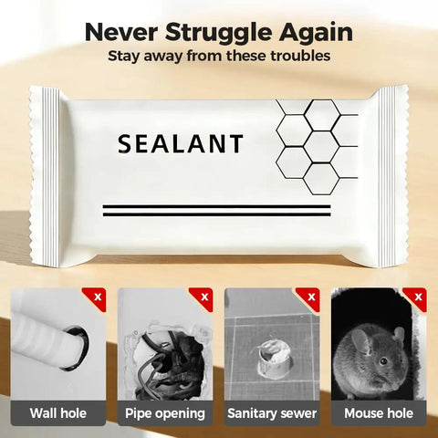 White Mastic Sealant Clay For Quick Duct Seals And Wall Crack Repairs, All Purpose Putty For Air Conditioning Holes, Drain Connections, Cement Cracks, Easy Patch N Seal, 6 Pack package and usage examples for wall holes, pipe openings, sanitary sewers, mouse holes.