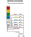 Wiring diagram for 24V DC Industrial Signal Tower Light With Buzzer And Yellow LED Continuous Warning Lamp, color-coded connections shown.