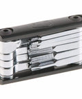 Beast Of A F15 Bike Multitool With Chain Tool And Hex Wrenches Screwdrivers Torx Spoke Wrenches Magnetic Case And Bottle Opener For 8 9 10 11 12 Speed Compatibility Compact Durable Tool For Road And Mountain Bikes with visible tools stacked in a compact design.