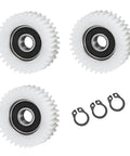3-Piece Nylon Planetary Gear Set With 36-Tooth Gears For E Motors showing three white nylon gears and retaining rings