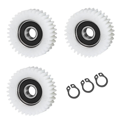 3-Piece Nylon Planetary Gear Set With 36-Tooth Gears For E Motors showing three white nylon gears and retaining rings