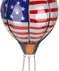 Solar Hot Air Balloon Lantern With Flickering Flame, Glass Outdoor Hanging Lantern For Patio Porch Yard with American Flag design