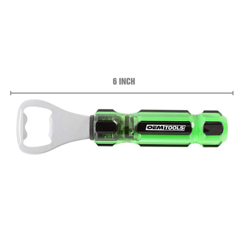Screwdriver Style Bottle Opener With Durable Acetate Handle Built For Workspaces, Garages, And Toolboxes, green, 6 inches