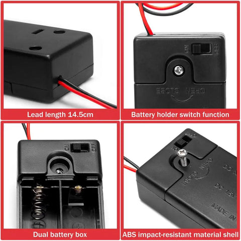 Shop Grade No Nonsense 3V AA Battery Holder Cases With Quick Connect Tinned Wire Leads And Snappy On Off Switch, showing switch and wiring.