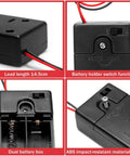 Hardcore 4 Pack Dual AA Battery Holder With Built In On Off Switch And Exposed Wire Leads To Keep Your DIY Gadgets Running Smooth and Powering Through Any Project Without Skipping Out showing detailed view of internal switch and connectors.