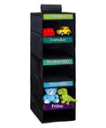 Multipurpose Hanging Closet Rack With Five Built In Dividers Weekly Garment Sorter Space Saving Home Organizer for kids toys.