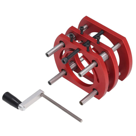 Beefed Up Router Lift Manual Kit For Router Table With Aluminum Base Plate And Crank Height Adjustment 9.45 By 7.87 Inch Table 51mm Stroke Gold Finish For Precise Woodworking And Small Trim Jobs, red manual lift kit with crank handle