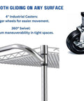 Heavy Duty 3 Tier Rolling Utility Cart On Wheels With Wire Shelves And Handle Bar 45L By 17.5D By 45H Commercial Grade Metal