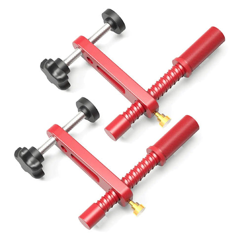 20mm Dog Clamp Set With Protective Pads Red Aluminum Alloy Table Clamp For Woodworking Benches Quick Setup Positioning Pins