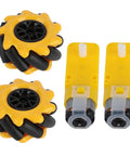 Omnidirectional 48mm rubber coated wheel for TT geared motor DIY smart robot car, includes yellow and black wheels and motors