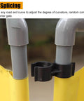 Close-up of heavy duty expandable mobile barricade connector showing free splicing feature for adjustable curves.
