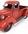 Red Metal Truck Christmas Decor For Indoor And Outdoor Holiday Cheer With Vintage Rustic Farmhouse Style Pickup Truck Ornament.