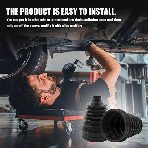 Mechanic installing Two Pack CV Boot Kit With Four Stainless Steel Clamps And Six Cable Ties, Silicone CV Joint Boot Set on car