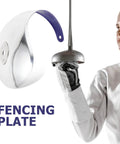 Stainless Steel Fencing Hand Guard Replacement For Training And Competition Epee And Foil Hands Protector shown with fencer