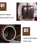 Heavy Weight Rice Storage Box Kitchen Sealed Grain Dispenser Airtight Cereal Jar With Lid shows large ceramic jar with a lid.
