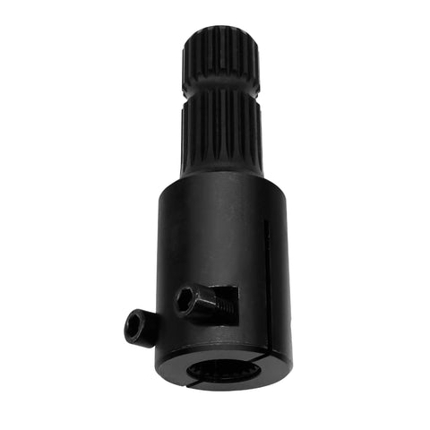 Heavy Duty Pto Shaft Extender Adapter Adds Four Inches To Tractor Reach Up To 125Hp showing a close-up view of the black metal attachment.