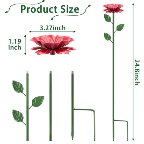 Two Pack Metal Bee Watering Station With Flower Design And Colorful Butterfly Bath dimensions and assembly for garden use