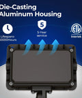 Back view of the 50W LED Flood Light Outdoor Super Bright 7000LM IP65 with die-casting aluminum housing and airflow design.