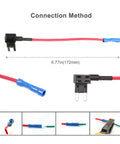 12V Car Add A Circuit Fuse Tap Adapter 20A Blade Fuse Holder ATO ATT mini low profile design with black lead and red wiring