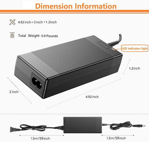 54V DC 1.1A Power Adapter For UniFi Lite 8 PoE Switch, 59.4W Replacement PSU, black adapter with 59-inch cords