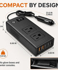 Heavy Duty 400W Car Power Inverter 12V DC To 110V AC For Tesla And EVs Straight Plug In Accessory Adaptor with dual outlets.