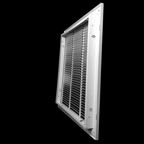 Side view of Fits 16x25 Duct Opening Return Air Grille With Filter Included And Removable Door Steel White Vent Cover