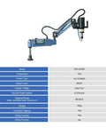 Heavy Duty Electric Tapping Machine With Auto Oil And Air Blow For M3 To M16 Threads, 600W, includes 9 piece collet set.