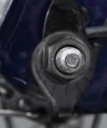Close-up of Bike Wheel Nut And Safety Washer Kit with Heavy Duty High Tensile Steel M10 flanged nut on rear hub.