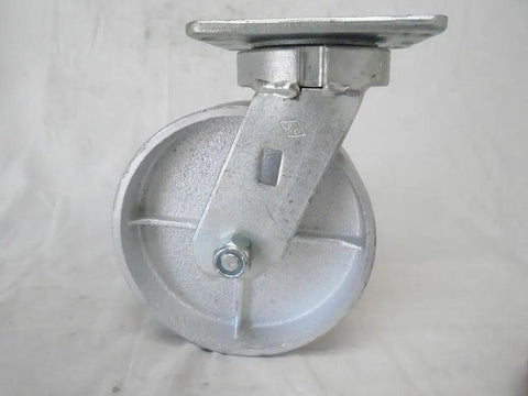Zero Wobble Heavy Duty 6 Inch Swivel Caster With 2 Inch Semi Steel Wheel Kingpinless Roller Bearing side view showing durable build.