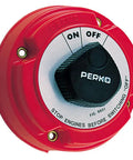 Beefy 9601DP Battery Disconnect Switch Red For Marine And Auto Electrical Systems Easy On Off Safety Cutoff Durable Marine Grade Power Isolation Switch Quick Disconnect For Boats And RVs Reliable Battery Cutoff For Peace Of Mind, red round switch with black knob
