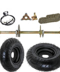 32 Inch Go Kart Rear Live Axle Kit With 420 Sprocket Chain 24T 28T Splines, 3 Stud Wheel Hub, Brake Caliper, 13 By 5.00 By 6 Tires