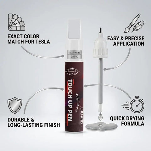 Tesla Stealth Gray Touch Up Paint Pen For Model 3 Y S X Exact Color Match 2 In 1 Brush And Pen with application features