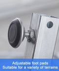 Sturdy Adjustable Conveyor Roller Table Stand With Heavy Duty Galvanized Build And Rock Solid Stability Perfect For Table Saws And Planers To Boost Your Shop Workflow Effortlessly adjustable foot pad detail.