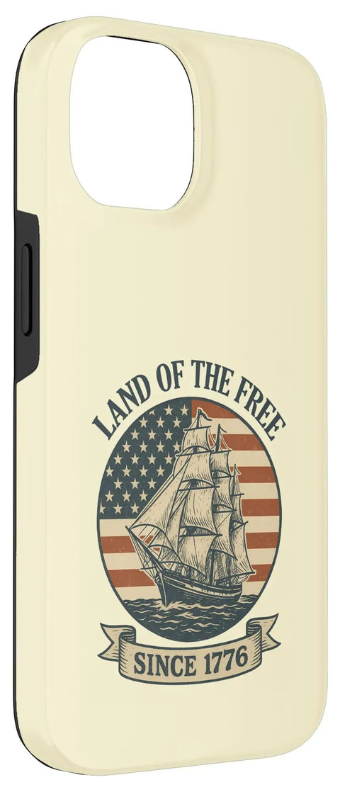 Patriotic Sailboat Flag iPhone 14 Case With Vintage American Flag Design Celebrating 1776 Red White And Blue Pride Durable Protective Cover