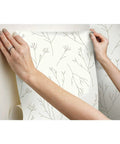 Applying Brown And White Twigs Peel And Stick Wallpaper Roll For Easy Wall Makeover, Nature Inspired Pattern, removable decor